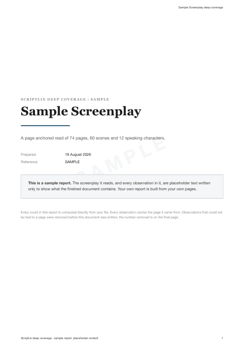 Cover, page 1 of the sample report